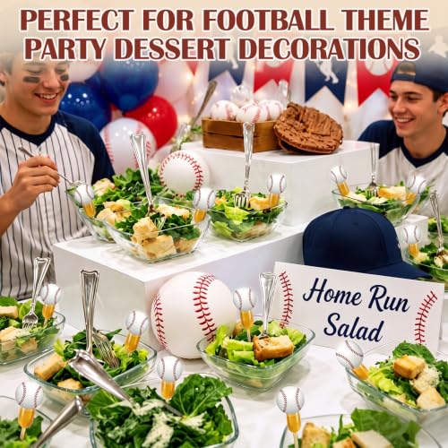 Glenmal 48 Sets 4ml Baseball Cupcakes Pipettes, Plastic Pipettes Dropper for Cupcakes Disposable Mini Flavor Liquor Infuser Squeeze Dropper for Sports Baseball Theme Cupcake Ice Cream Decoration - style: Baseball