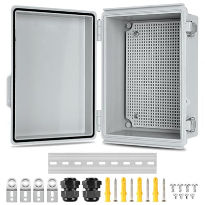 IP67 ABS Outdoor Electrical Junction Box Waterproof with Aluminum DIN Rail - color: Grey, size: 13.8''×9.8''×5.9''