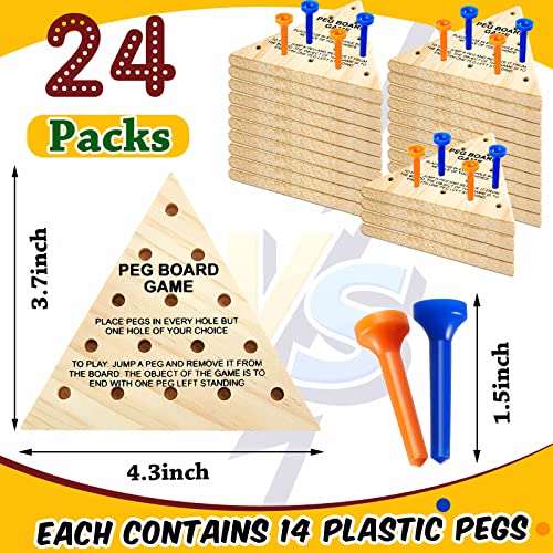 Deekin 24 Pack Wooden Triangle Peg Game Puzzle Classic Strategy Board