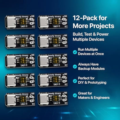 Lonely Binary 12-Pack USB-C PD Trigger 100W Decoy DIP 5-20V Screw Terminal