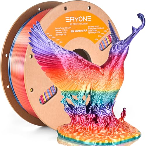 ERYONE Silk Rainbow 3D Printer PLA Filament 1.75 +/- 0.03mm, Shiny Multicolor Filament PLA Fast Color Gradient 1KG(2.2LBS), Waterfall Rainbow - color: Silk Rainbow Waterfall, size: 1KG