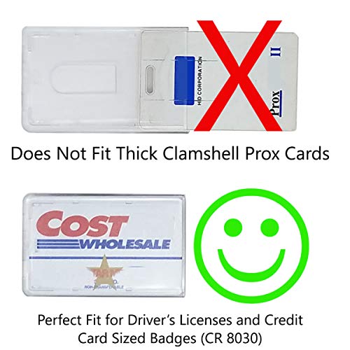 Slim Heavy Duty Badge Holders - Hard Plastic Clear Polycarbonate (Holds 1 Card) - Rigid Top Load Single Card Case - Vertical with Easy Access Thumb Slide Hole and ID Protection by Specialist ID - size: 1 Sold Individually