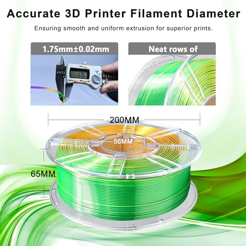 iBOSS Silk Tri-Color Filament, Gold Green Purple Silk PLA+ Filament 1.75mm +/- 0.02mm, PLA Plus 3D Printer Silk Filament Color Change 1kg(2.2lbs) Spool, Fit for Most FDM 3D Printers - color: B_ Tri Silk Gold Green Purple