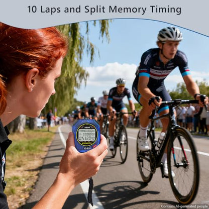 Stopwatch Timer Multi Splits/Laps Digital Stop-Watch for Sports - color: Blue