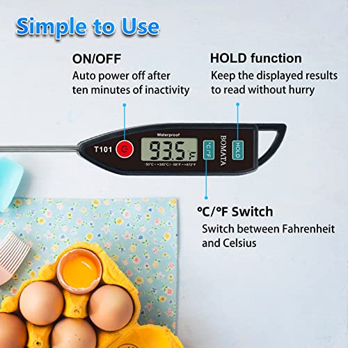 BOMATA Digital Water Thermometer for Liquid, Meat, Cooking, IPX7 Waterproof - color: Black
