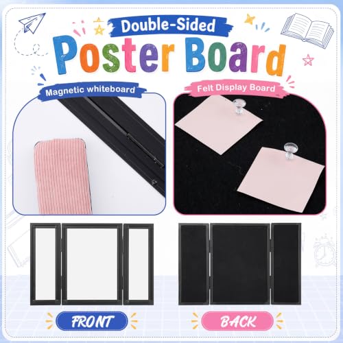 24 x 16 Trifold 3-Panel Display Board with Black Felt Board and Storage Bag - color: White-black, size: 24 x 16inch