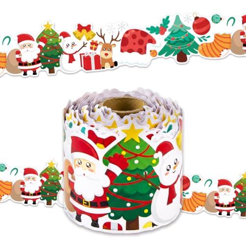 69 Ft Christmas Bulletin Board Border，Santa Claus Christmas Tree Trim Border Christmas Decoration，for Themed Party Classroom Office Decoration - color: Christmas decoration
