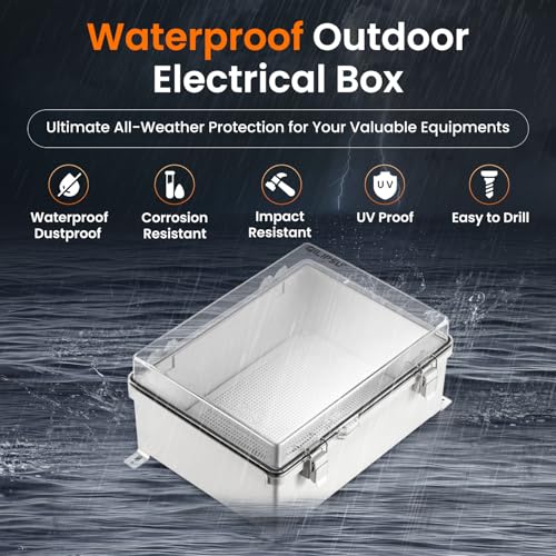 QILIPSU Outdoor Electrical Box Waterproof Junction Box 11.4"x7.5"x5.5" - color: Clear, size: 11.4"x7.5"x5.5"