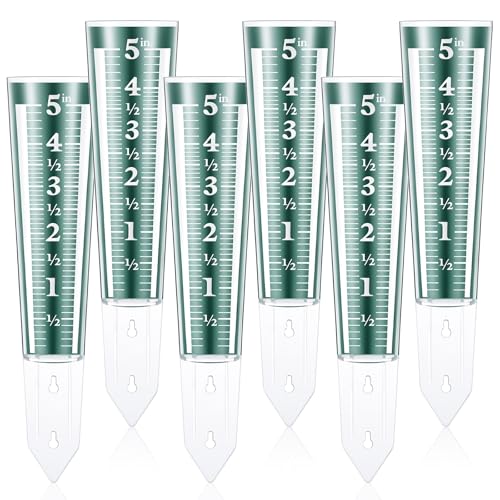 6 Pcs Rain Gauge Outdoor Easy Read Acrylic Rain Gauges Measure Precipitation 5 Inch Capacity Magnifying Scale for Garden Yard Lawn Field Green