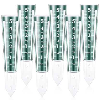 6 Pcs Rain Gauge Outdoor Easy Read Acrylic Rain Gauges Measure Precipitation 5 Inch Capacity Magnifying Scale for Garden Yard Lawn Field Green