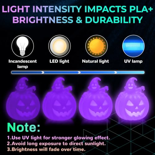 PLA+ 3D Printer Filament, Glow in The Dark Filament 1.75mm, Long-Lasting Glow & High-Brightness, Luminous Bright 3D Printing Filament for Most 3D Printer - 1kg Spool(Glow Blue Purple) - color: Bluepurple