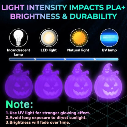 PLA+ 3D Printer Filament, Glow in The Dark Filament 1.75mm, Long-Lasting Glow & High-Brightness, Luminous Bright 3D Printing Filament for Most 3D Printer - 1kg Spool(Glow Blue Purple) - color: Bluepurple