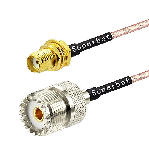 Superbat Coax UHF Female SO-239 to SMA Male/SMA Female Adapter Extension Cable RG316 6" for Baofeng Wouxun Icom Yaesu CB Radio Handheld Walkie Talkie 2pcs - color: 2in1, size: 6 inches