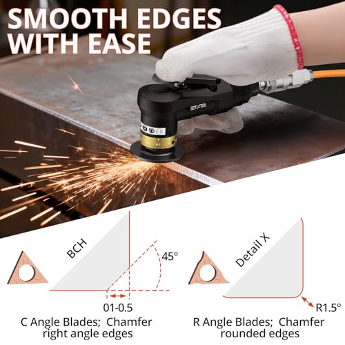 GETLITOOL Pneumatic Chamfering Tool, Air Chamfer Tool with 12C & 10R-Blade - color: Black