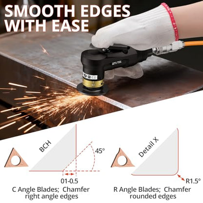 GETLITOOL Pneumatic Chamfering Tool, Air Chamfer Tool with 12C & 10R-Blade - color: Black