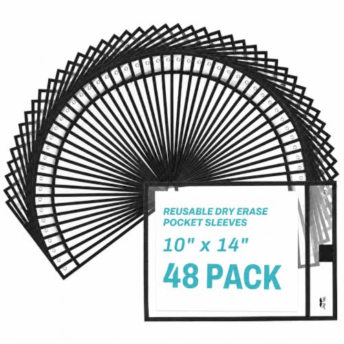 Mr. Pen- Reusable Dry Erase Pockets Bulk, 48 Pack, Black - color: Black, size: 48 Pack