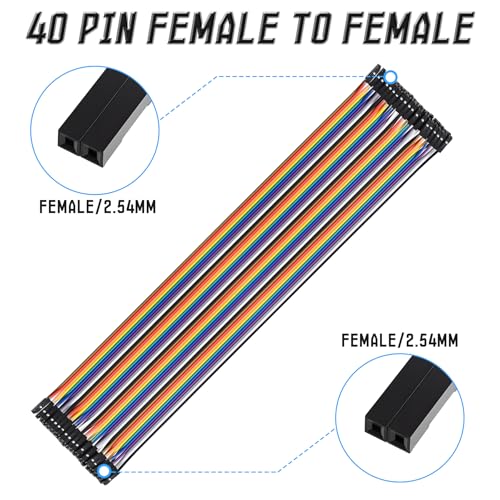40 Pins Female to Female Flat Ribbon Cables, 50cm / 20" - size: Female to Female 20"