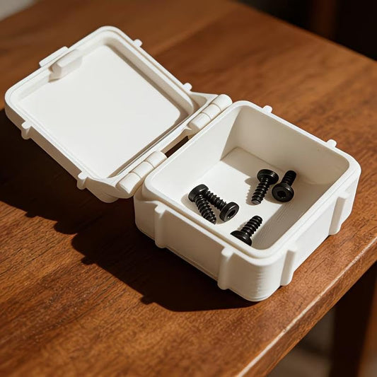 Portable Small Thickened PLA Plastic Hardware Toolbox with Lid Home Office Desktop Jewelry Screw Organizer Tool,4.5x4.6x2.5cm (White) - color: White