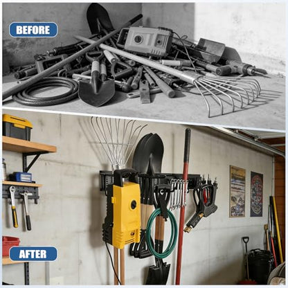 49.5'' Garage Tool Organizer Wall Mount Load 520Lbs with Heavy Duty 14Hooks - size: 49.5''-17Pack