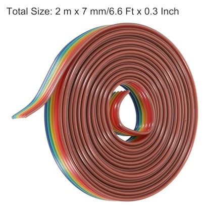 MECCANIXITY 1 Pcs 6 Pin Flat Rainbow Ribbon Cable 6.6 ft 1.27mm Pitch Breadboard Jumper Wires for Electronic Projects - size: 6.6 Ft, style: 6P