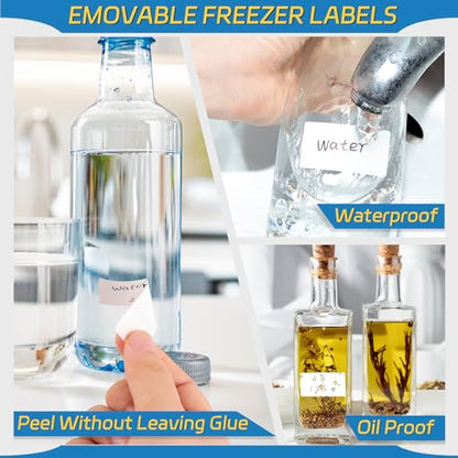 1000 Removable Freezer Labels, 1" X 2" Waterproof Food Container Stickers