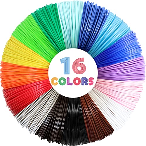 MIKA3D 3D Pen 3D Printer PLA Filament Refill, 16 Colors 1.75mm PLA Filament Pack, High-Precision Diameter Filament, Each Color 10 Feet, Total 160 Feet Lengths, Great PLA Printing Sample Pack - color: Pla Solid - 16 Colors