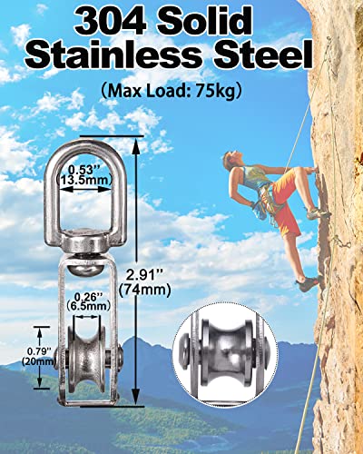 Rocaris 4 Pack 304 Stainless Steel M20 Single Pulley Block - size: 4*M20 Single