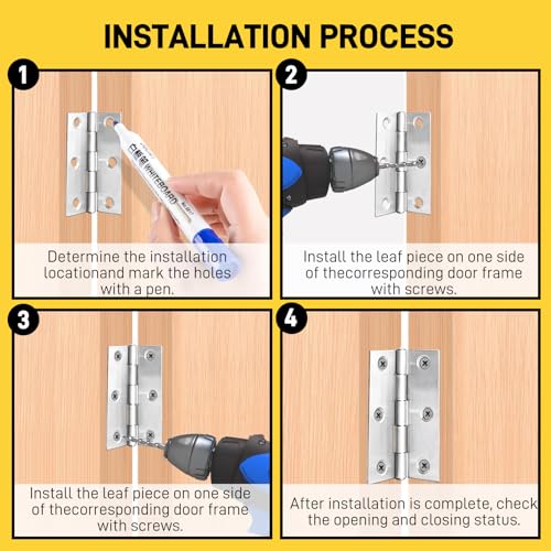20 PCS 2.5 inch Door Thick Butt Hinges, High-end Stainless Steel Cabinet Hinges with Screws, Silver - color: Silver, size: 2.5IN-20PCS