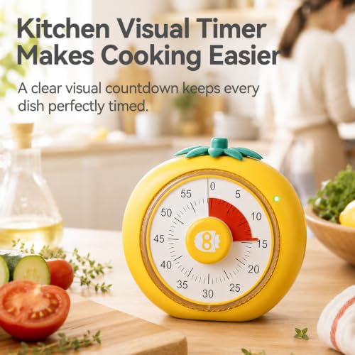 Magnetic Visual Timer, 60-Minute Countdown for Kitchen Classroom Homework - color: Yellow