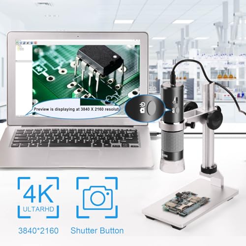 4K Microscope with Professional Stand for iPhone Android PC, 50-1000X Digital USB Microscope Endoscope HD Camera for All Cellphones iPad Android Tablet Windows Mac Chrome Linux - color: Grey