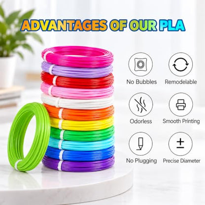 Yungden 3D Pen Filament Refills, 20 Colors, 1.75mm PLA 3D Printing Threads - color: 20 Colors