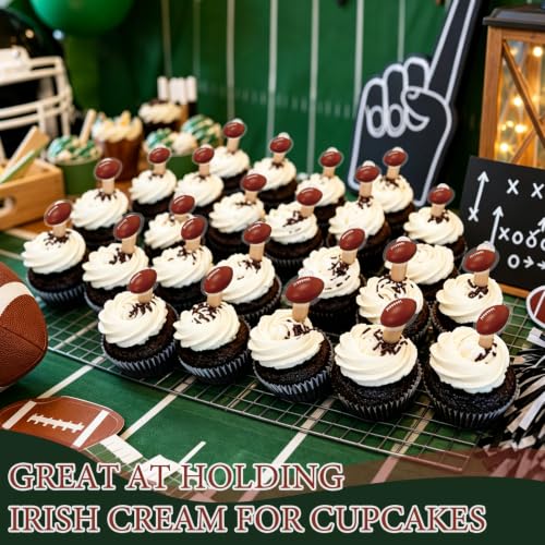 Glenmal 48 Sets 4ml Football Cupcakes Pipettes, Plastic Pipettes Dropper for Cupcakes with Football Disposable Mini Flavor Liquor Infuser Squeeze Dropper for Sports Themed Cupcake Ice Cream Decoration - style: Football