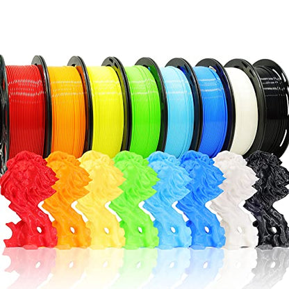 1.75mm 8 Spools Popular Colors 3D Printer PLA Filament Bundle Pack: Black White Red Blue Yellow Orange Limegreen SkyBlue, Each Spool 250g, Widely Compatible, Total 2Kg 3D Printing Filament - color: Black, White, Red, Blue, Yellow, Orange, Limegreen, Skybl