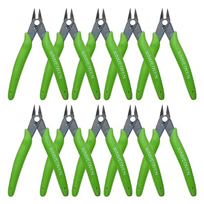 10Pack Wire Cutters Precision Electronic Flush Cutters Mini Cutting Pliers for Ultra-fine Cutting Needs (Grass Green) - color: Grass Green, size: 10Pack