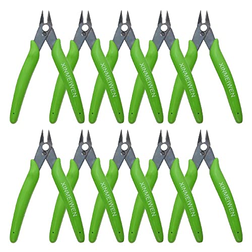 10Pack Wire Cutters Precision Electronic Flush Cutters Mini Cutting Pliers for Ultra-fine Cutting Needs (Grass Green) - color: Grass Green, size: 10Pack