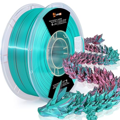 LOVOON 3D Printing Filament PLA, Silk Multicolor PLA Filament 1.75mm,DualColor Change by Angle Filament,Fit Most 3D Printer& 3D Pen,Silk Teal/Coral(Blue/Pink), 1KG(2.2lbs)/Spool - color: 2color Silk Teal/Pink, size: 1 kg