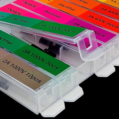 EEEEE 130 pcs 7 Value Rectifier Diode Kit Diode Assortment Kit Contains Pack of Assorted diodes 1N4001 1N4004 1N4007 1N5404 1N5406 1N5408 RL207 - size: Rectificer 130pcs 7 Types