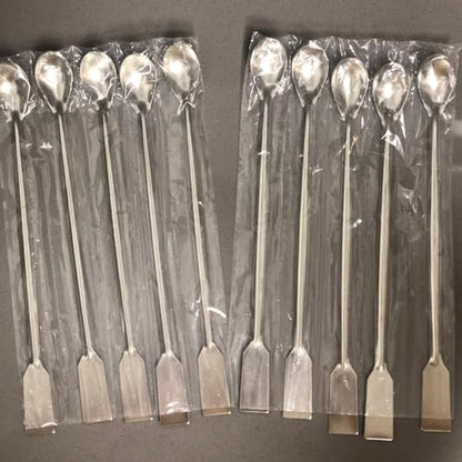 10PCS 2 in 1 Stainless Steel Laboratory Spoon 7.6 Inch Silver Sampling Scoop Bartending Utensils Suitable for Bars Schools Homes Laboratories Gatherings