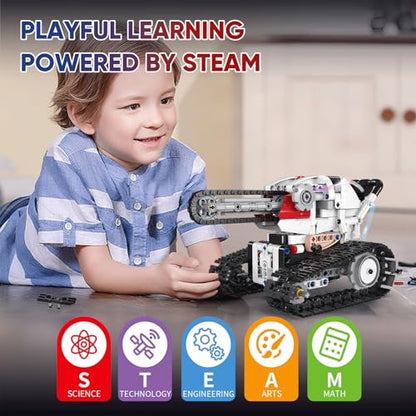 Resosese 5 in 1 STEM RC Robot Building Kit for Boys, APP & Remote Control Erector Set RC Toys for Kids Blocks 419 Pcs, DIY Build Science Educational Gift for Age 6 7 8 9 10 11 12+ Boys & Girls
