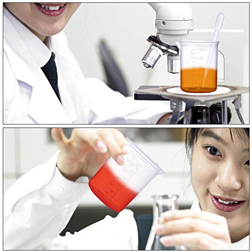 Plastic Beaker Set,5 Size Low Form Graduated Griffin Polypropylene Beakers