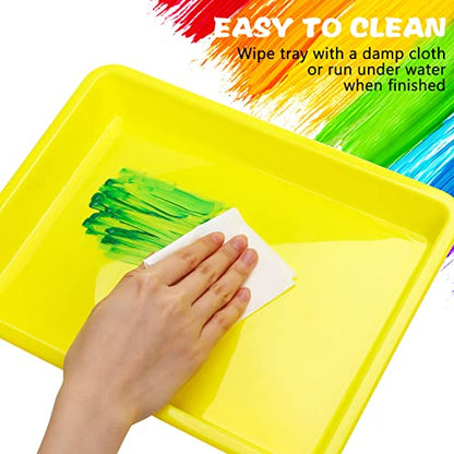 Jetec 24 Pcs Multicolor Plastic Art Trays 10.9 x 8.4 Inch Classroom Trays