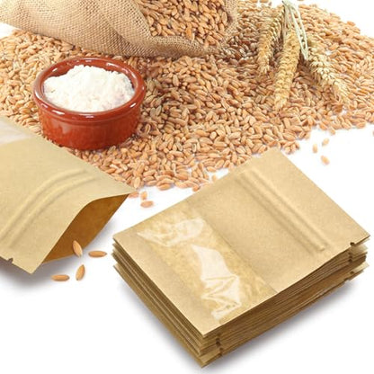 100 Pcs Small Resealable Seed Envelopes, Mini Kraft Bags with Window, 2.7"x3.5" Seed Packets Empty, Coffee Sample Bags, Food Spice Storage Bag - size: 2.7"x3.5"