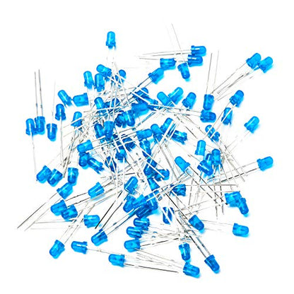 CHANZON 100 pcs 3mm Blue Diffused LED Diode Lights (DC 3V 20mA) - color: I) Blue-blue (100pcs)