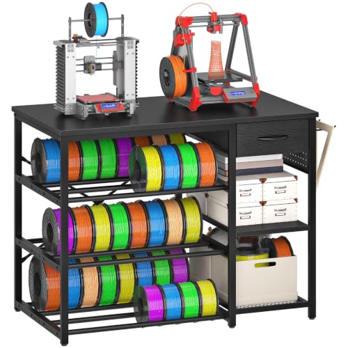 CHOEZON 4-Tier 3D Printer Stand with Filament Storage Drawer - color: Black
