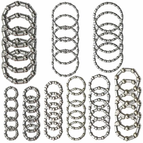 5 Sets Each 9 Sizes Bike Ball Bearing Headset Retainer Crank Caged Wheel 4mm to 8mm / 1/6” to 1/3“ Repair Accessories Silver