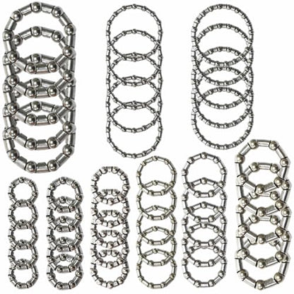5 Sets Each 9 Sizes Bike Ball Bearing Headset Retainer Crank Caged Wheel 4mm to 8mm / 1/6” to 1/3“ Repair Accessories Silver