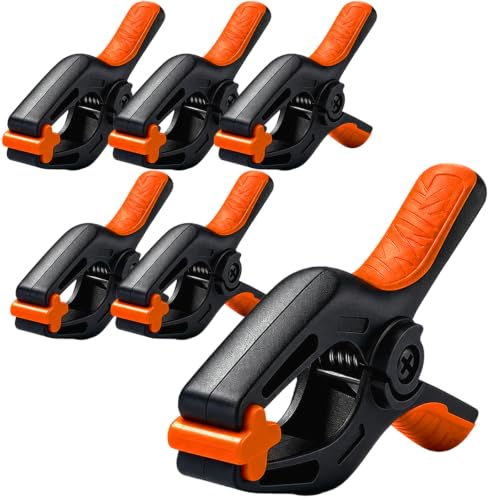 HORUSDY 6-Pack Spring Clamps Heavy Duty, 7-inch Large Plastic Clamps for Crafts with 3.7 Inch Jaw Opening for DIY, Gluing, Clamping and Securing - size: 7-inch