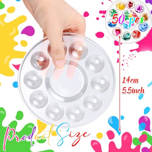 AmazingSpark 50 Pcs Paint Tray Palettes 5.5 in Disposable Round Paint Trays - color: Round, size: 5.51 in