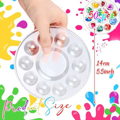 AmazingSpark 50 Pcs Paint Tray Palettes 5.5 in Disposable Round Paint Trays - color: Round, size: 5.51 in