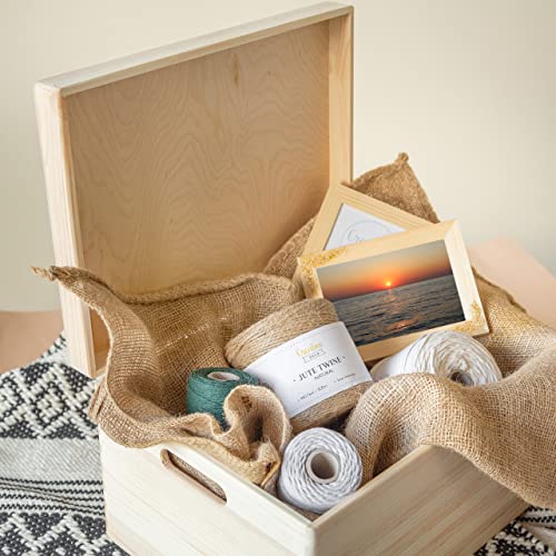 Creative Deco XXL Large Plain Wooden Box Storage with Hinged Lid - color: Beige, size: XXL | Handles